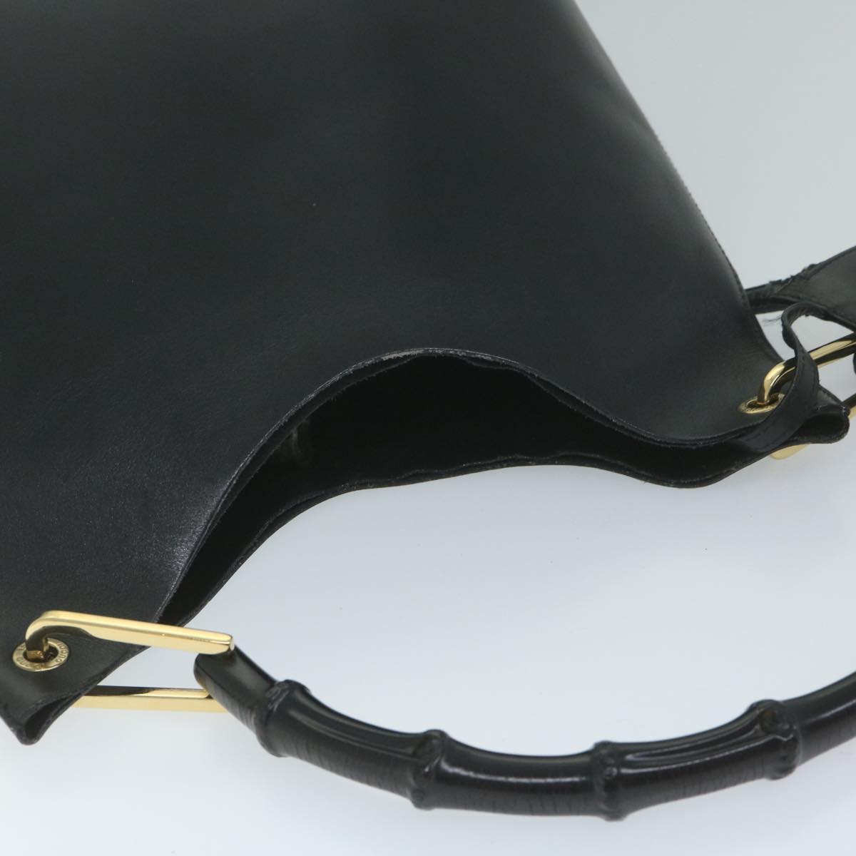 GUCCI Bamboo Shoulder Bag Leather Black 001 2058 yk9616