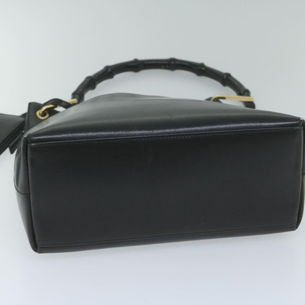GUCCI Bamboo Shoulder Bag Leather Black 001 2058 yk9616