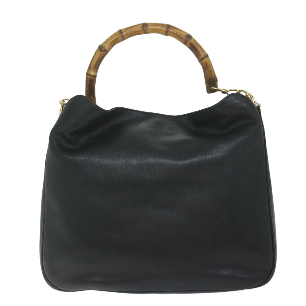 GUCCI Bamboo Shoulder Bag Leather Black 001 1577 yk9617