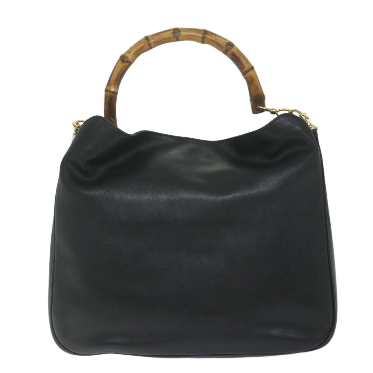 GUCCI Bamboo Shoulder Bag Leather Black 001 1577 yk9617