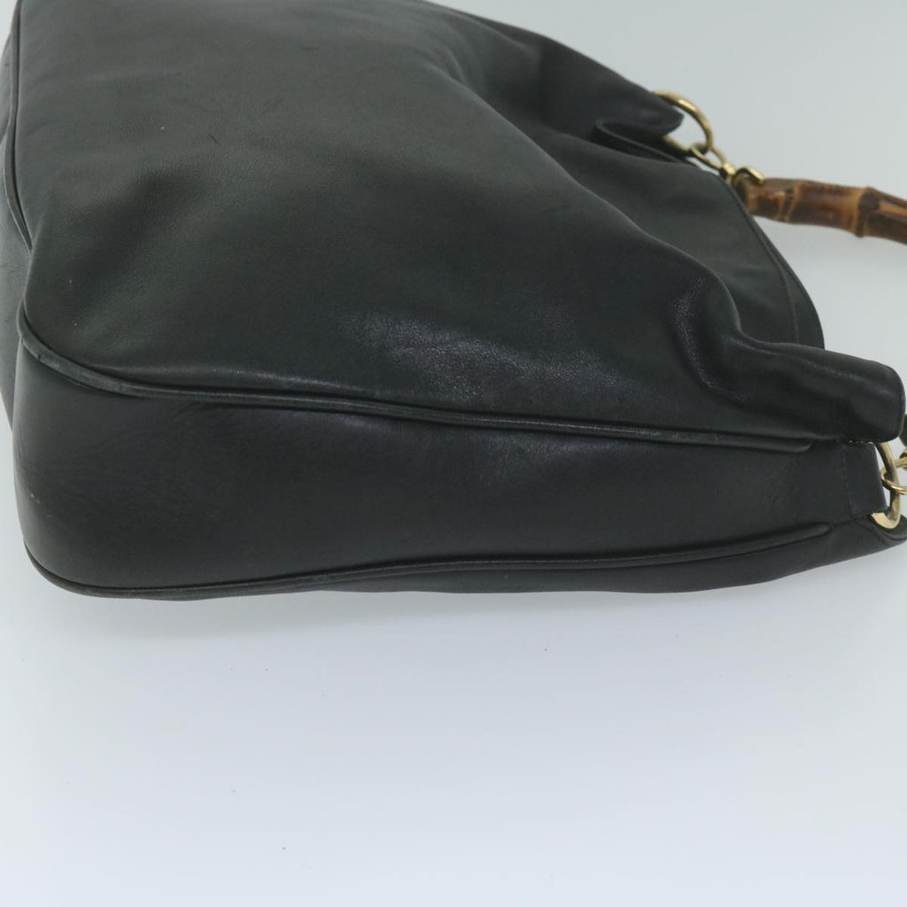 GUCCI Bamboo Shoulder Bag Leather Black 001 1577 yk9617