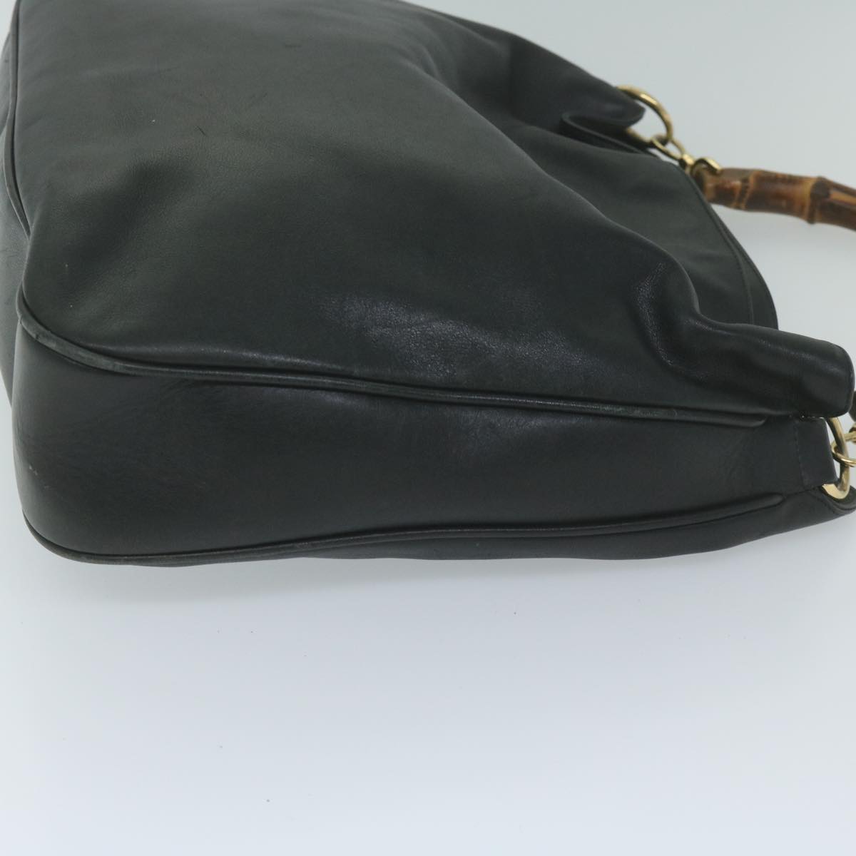 GUCCI Bamboo Shoulder Bag Leather Black 001 1577 yk9617