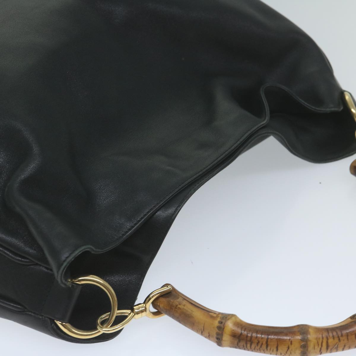 GUCCI Bamboo Shoulder Bag Leather Black 001 1577 yk9617