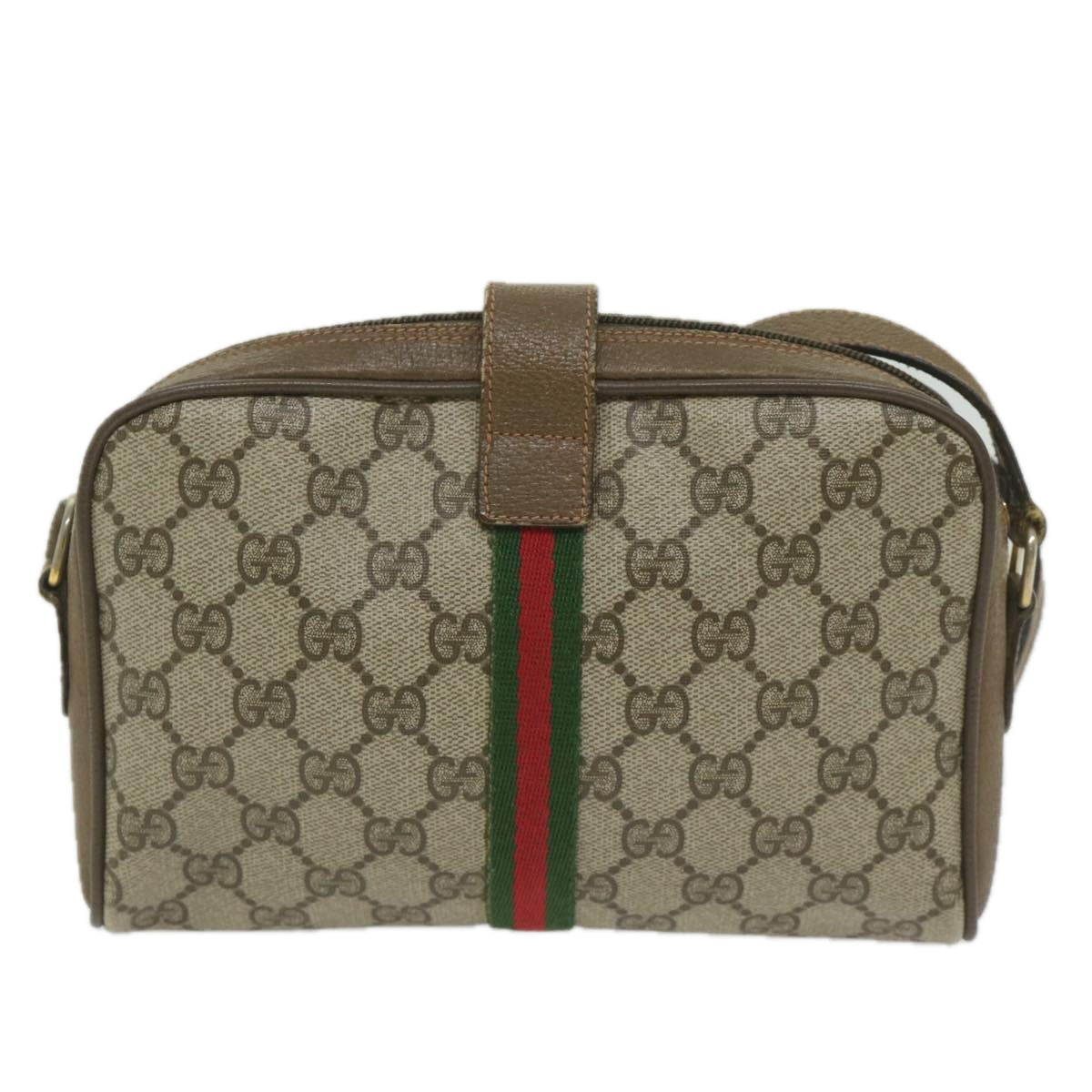 GUCCI GG Supreme Web Sherry Line Shoulder Bag Beige Red 89 02 055 yk9620