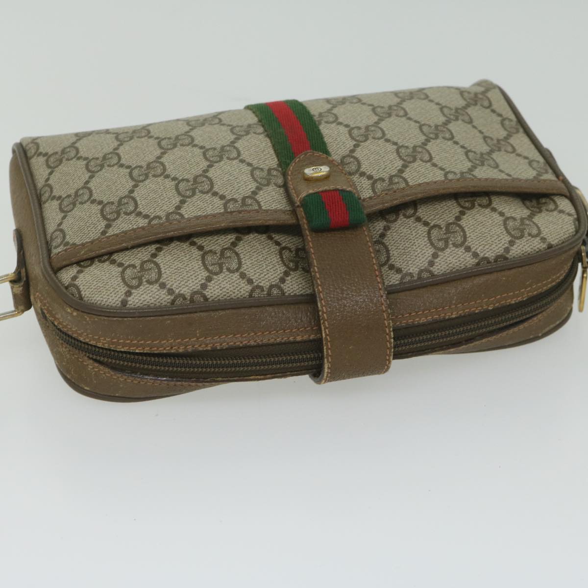 GUCCI GG Supreme Web Sherry Line Shoulder Bag Beige Red 89 02 055 yk9620