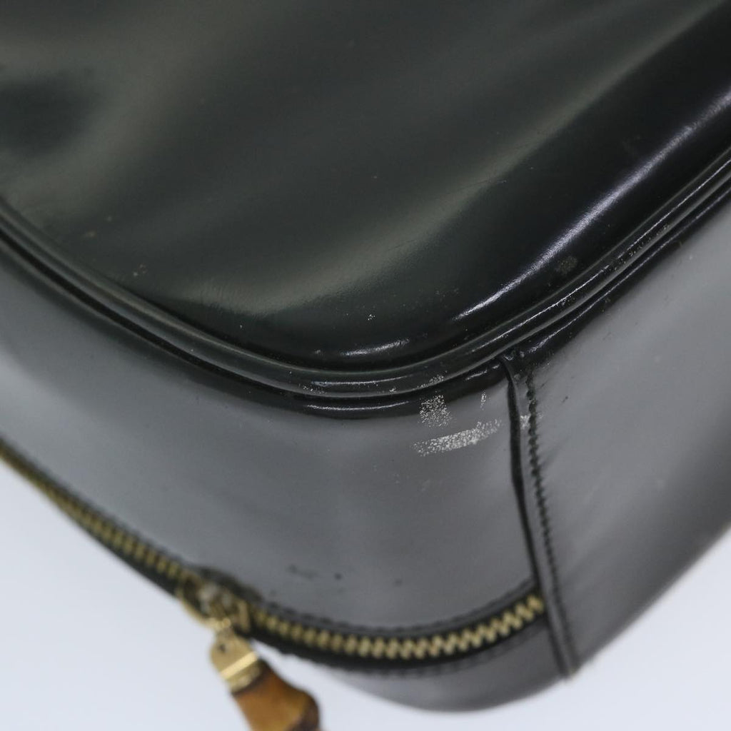 GUCCI Bamboo Vanity Cosmetic Pouch Patent leather Black 000 3270 yk9625