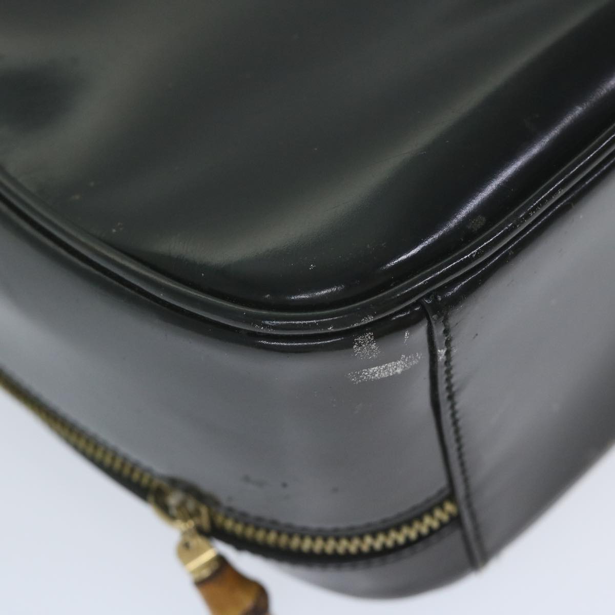 GUCCI Bamboo Vanity Cosmetic Pouch Patent leather Black 000 3270 yk9625