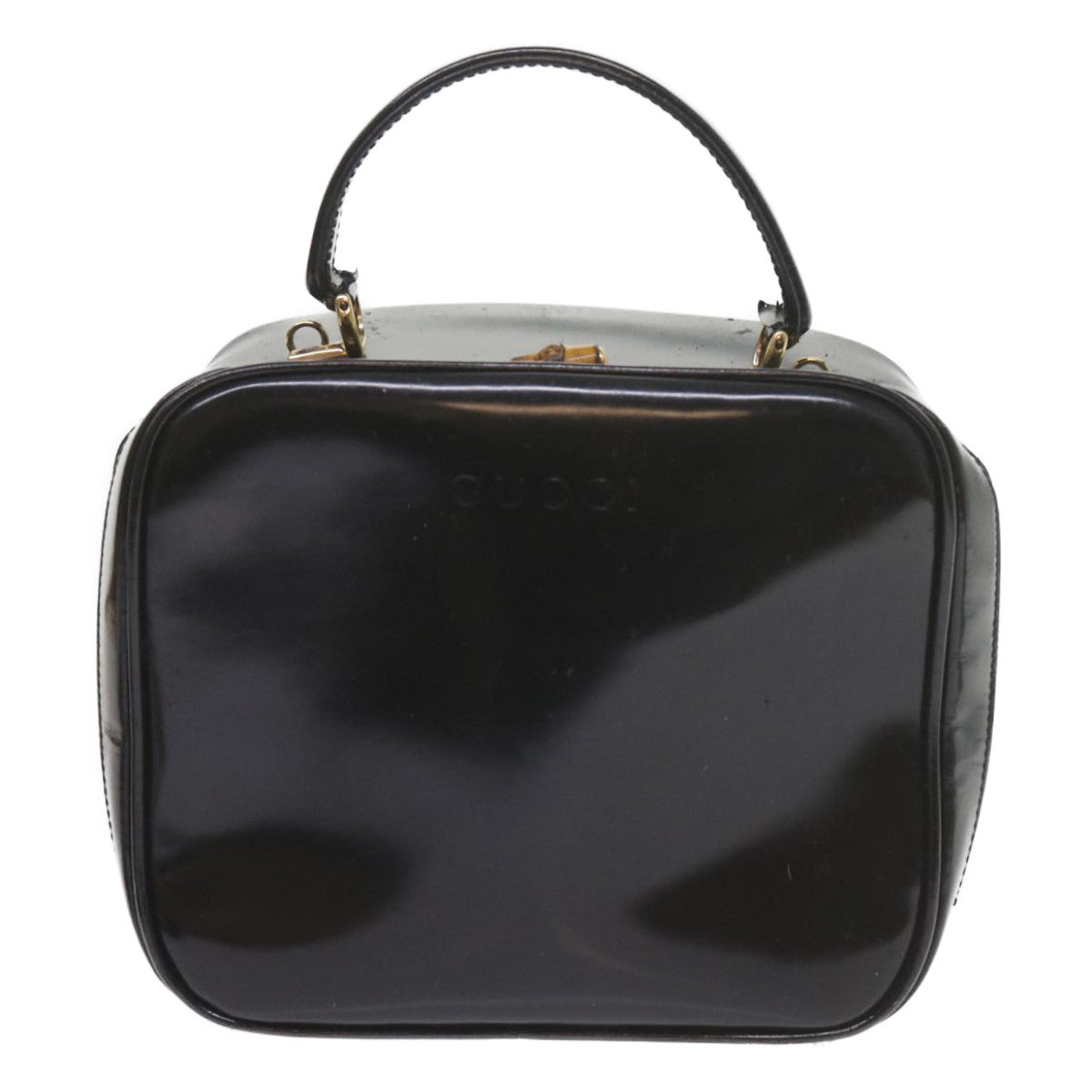 GUCCI Bamboo Vanity Cosmetic Pouch Patent leather Black 000 3270 yk9625
