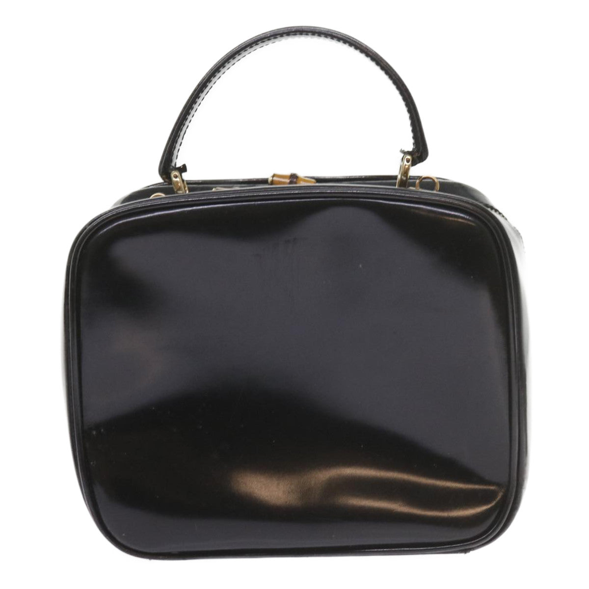 GUCCI Bamboo Vanity Cosmetic Pouch Patent leather Black 000 3270 yk9625