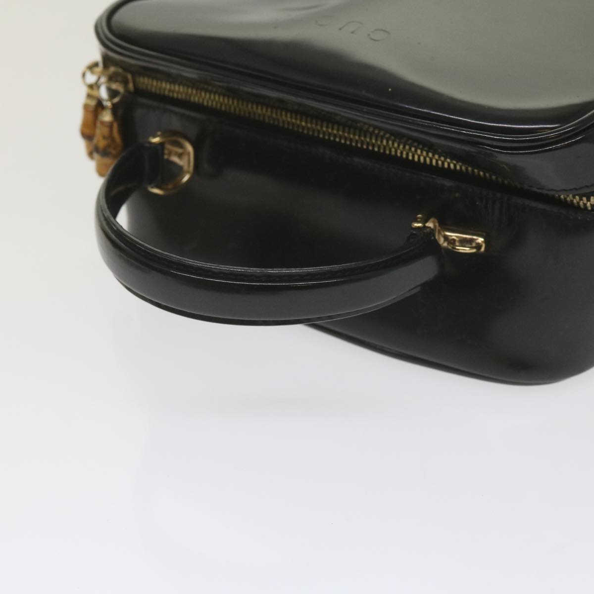 GUCCI Bamboo Vanity Cosmetic Pouch Patent leather Black 000 3270 yk9625