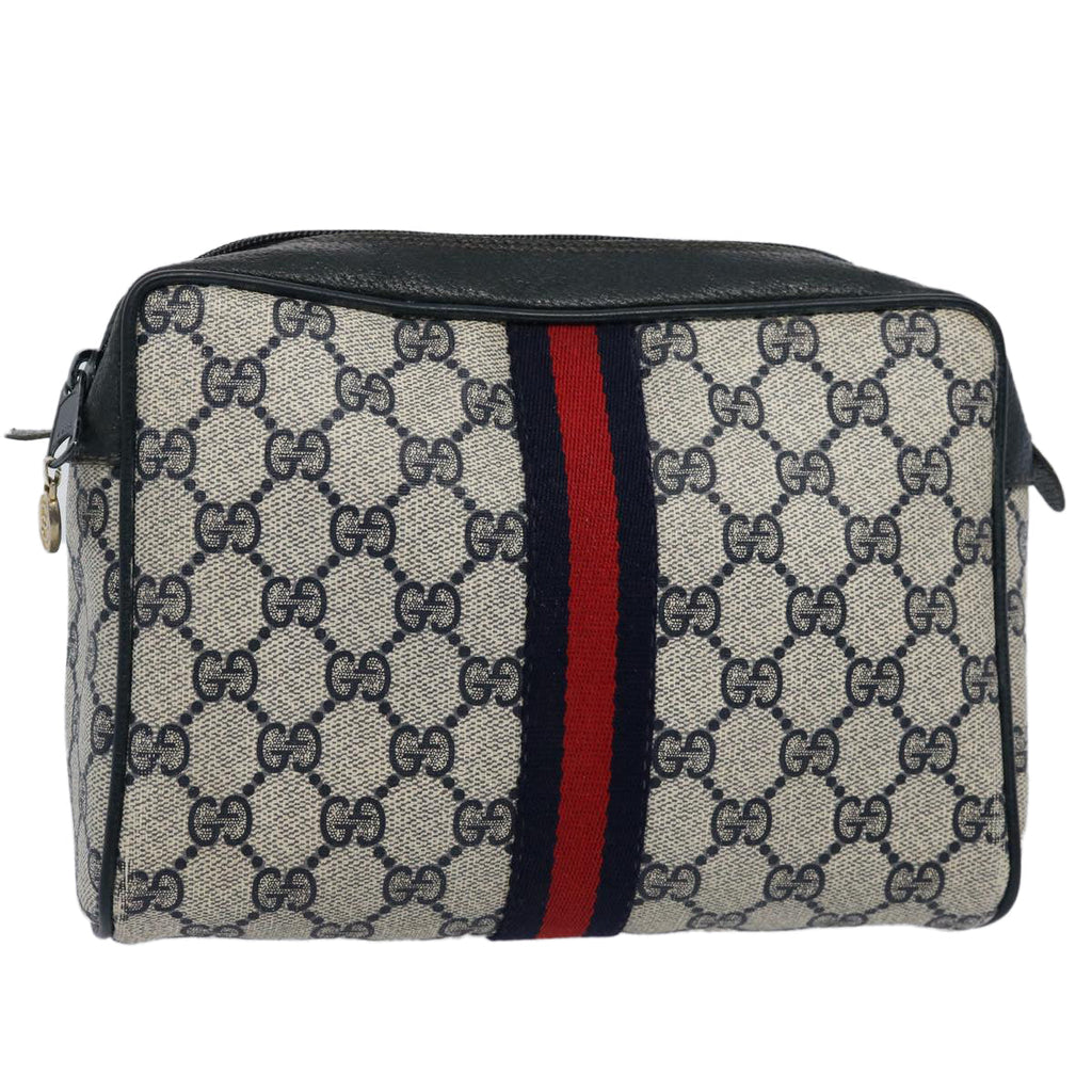 GUCCI GG Supreme Sherry Line Clutch Bag Red Navy 89 01 012 yk9645