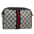 GUCCI GG Supreme Sherry Line Clutch Bag Red Navy 89 01 012 yk9645