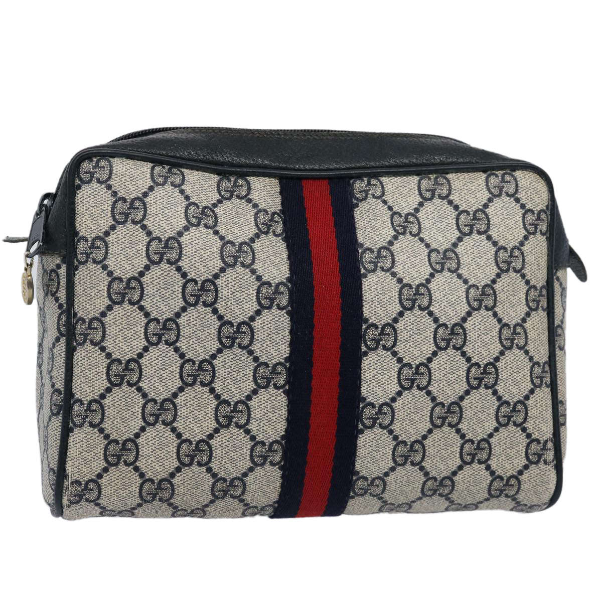 GUCCI GG Supreme Sherry Line Clutch Bag Red Navy 89 01 012 yk9645