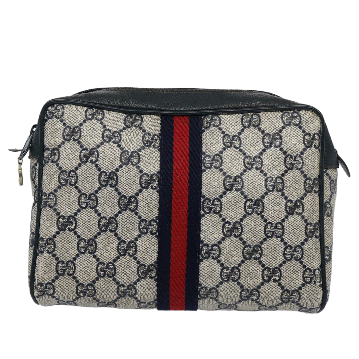 GUCCI GG Supreme Sherry Line Clutch Bag Red Navy 89 01 012 yk9645
