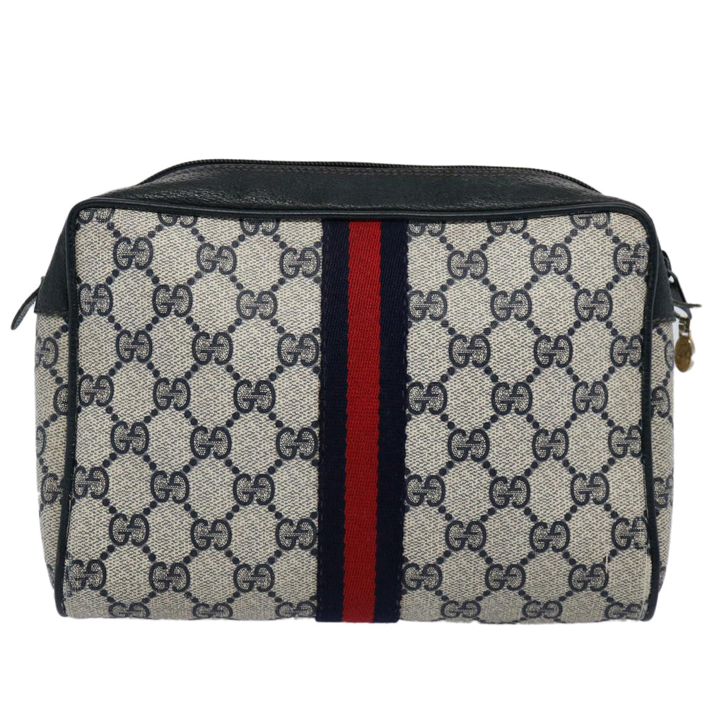 GUCCI GG Supreme Sherry Line Clutch Bag Red Navy 89 01 012 yk9645