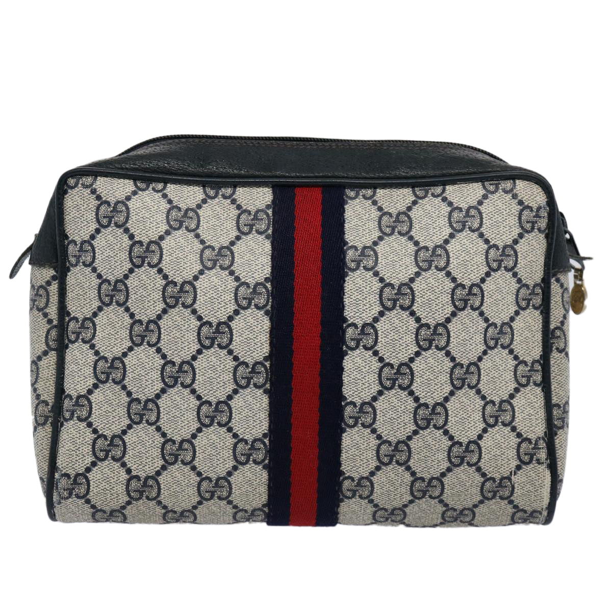 GUCCI GG Supreme Sherry Line Clutch Bag Red Navy 89 01 012 yk9645
