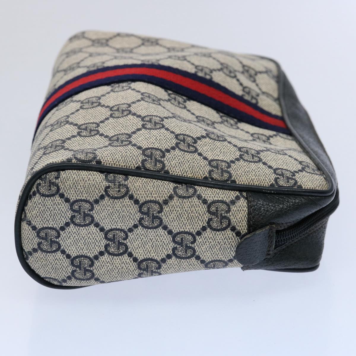 GUCCI GG Supreme Sherry Line Clutch Bag Red Navy 89 01 012 yk9645