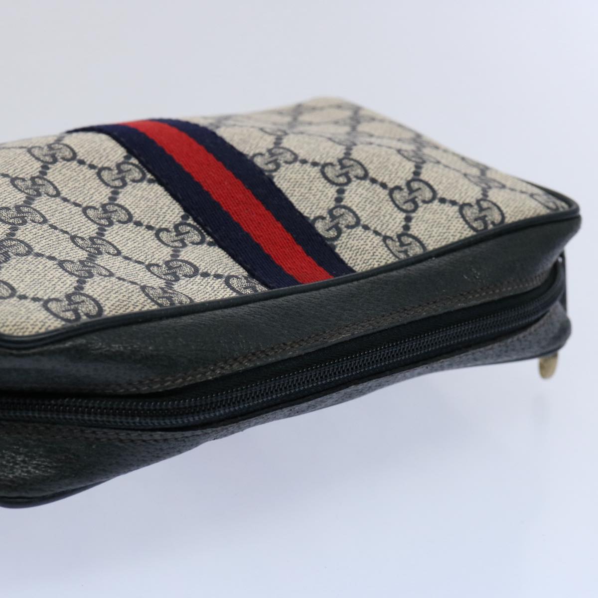 GUCCI GG Supreme Sherry Line Clutch Bag Red Navy 89 01 012 yk9645