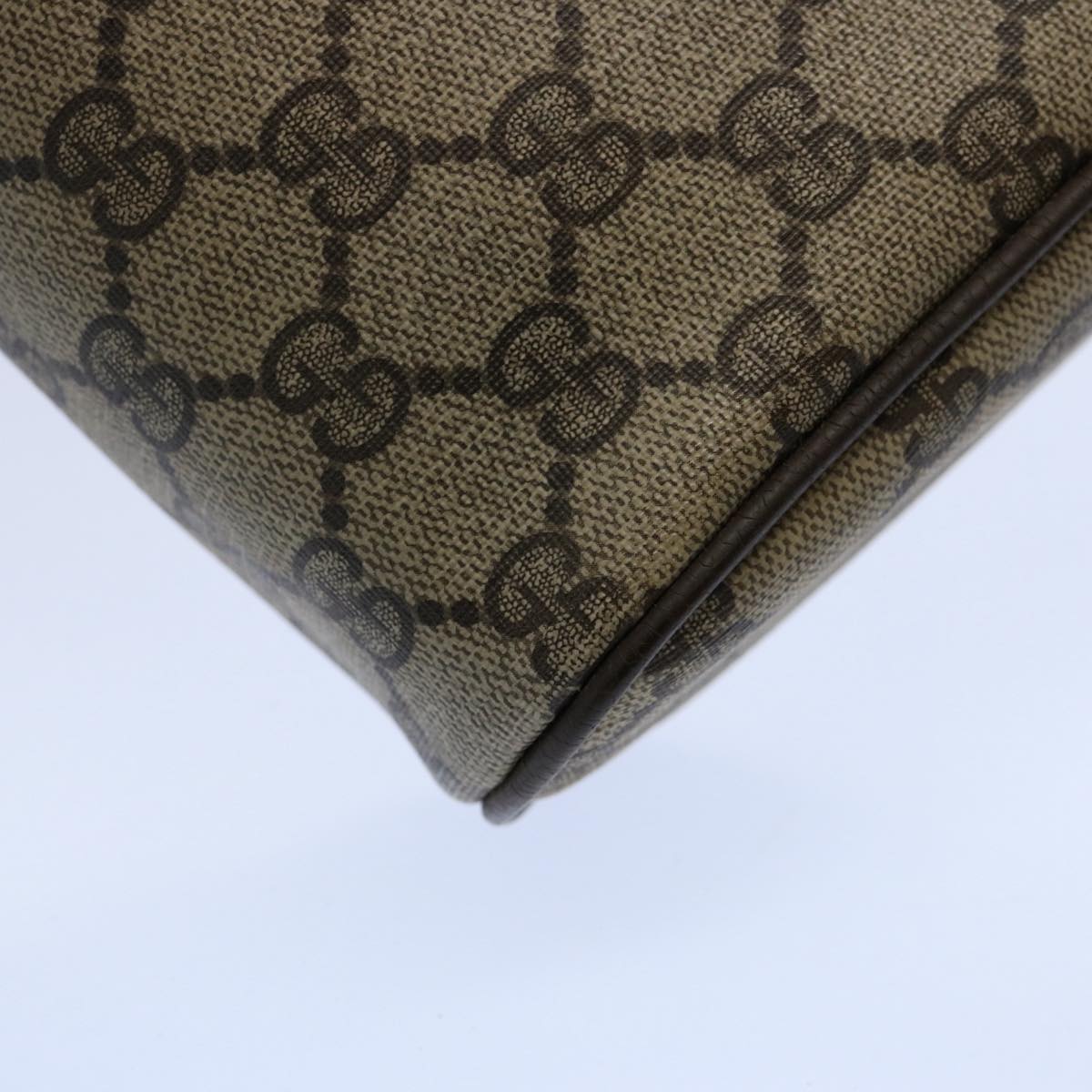GUCCI GG Supreme Web Sherry Line Clutch Bag PVC Leather Beige Red yk9652