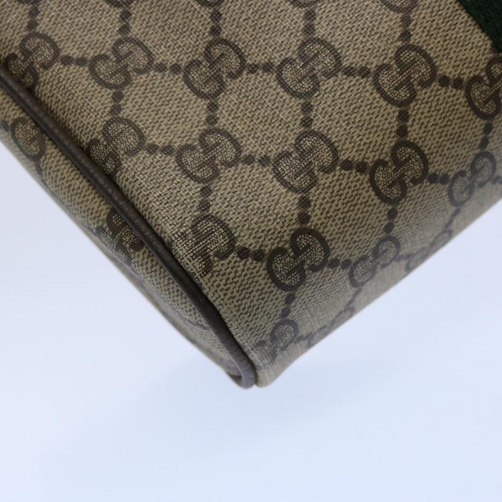 GUCCI GG Supreme Web Sherry Line Clutch Bag PVC Leather Beige Red yk9652