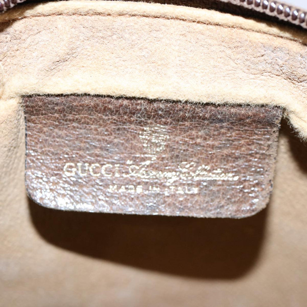 GUCCI GG Supreme Web Sherry Line Clutch Bag PVC Leather Beige Red yk9652