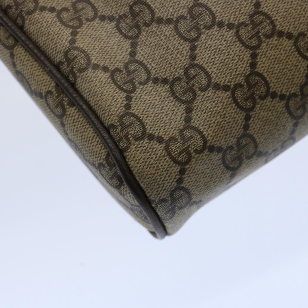GUCCI GG Supreme Web Sherry Line Clutch Bag PVC Leather Beige Red yk9652