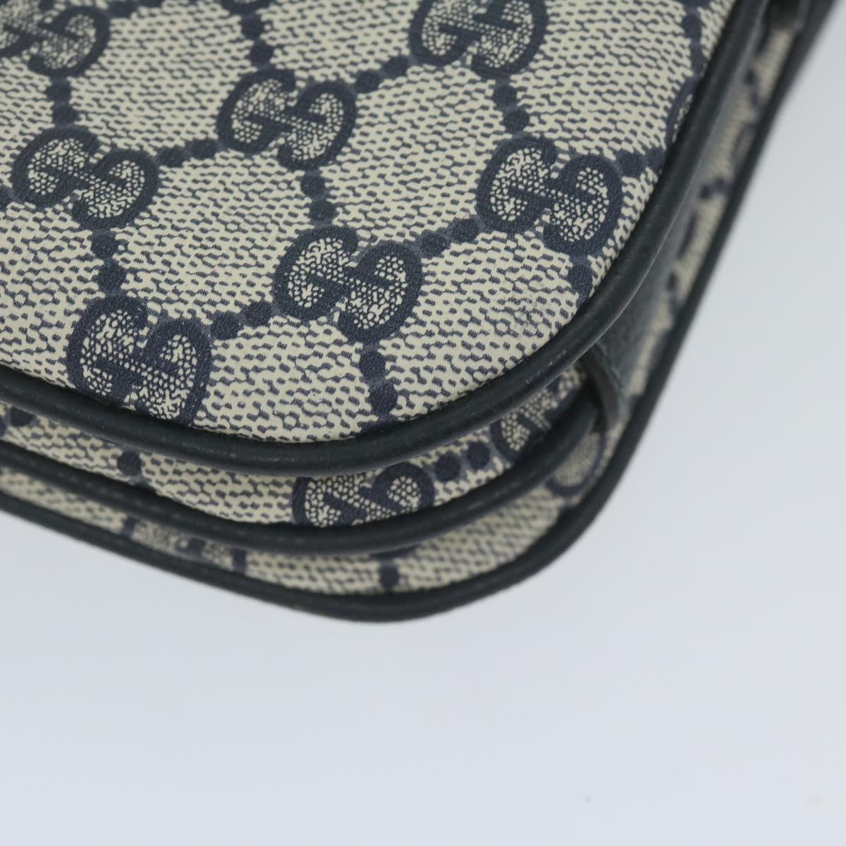 GUCCI GG Supreme Shoulder Bag PVC Leather Navy yk9675