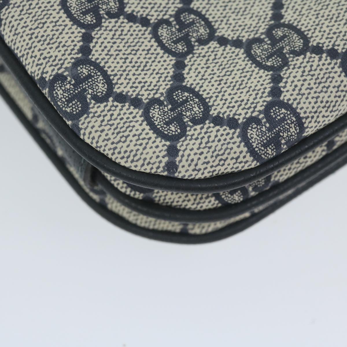 GUCCI GG Supreme Shoulder Bag PVC Leather Navy yk9675