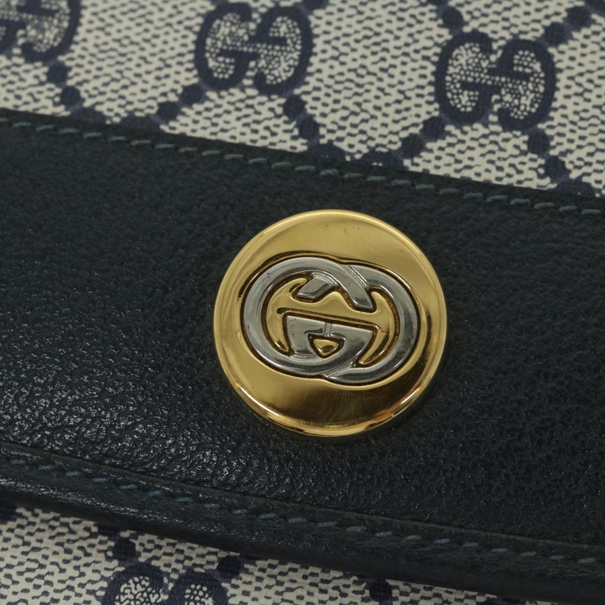 GUCCI GG Supreme Shoulder Bag PVC Leather Navy yk9675
