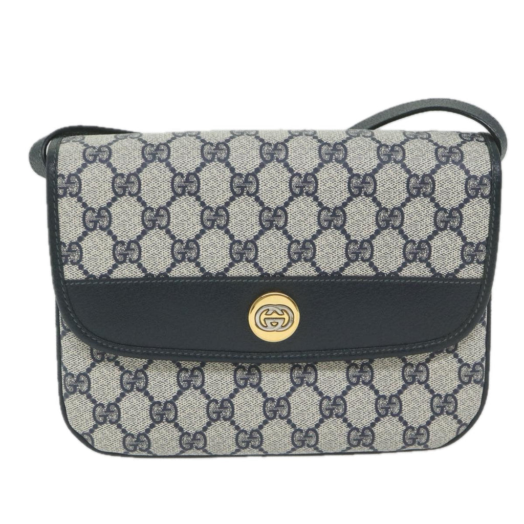 GUCCI GG Supreme Shoulder Bag PVC Leather Navy yk9675
