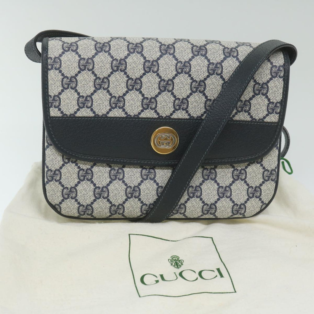 GUCCI GG Supreme Shoulder Bag PVC Leather Navy yk9675