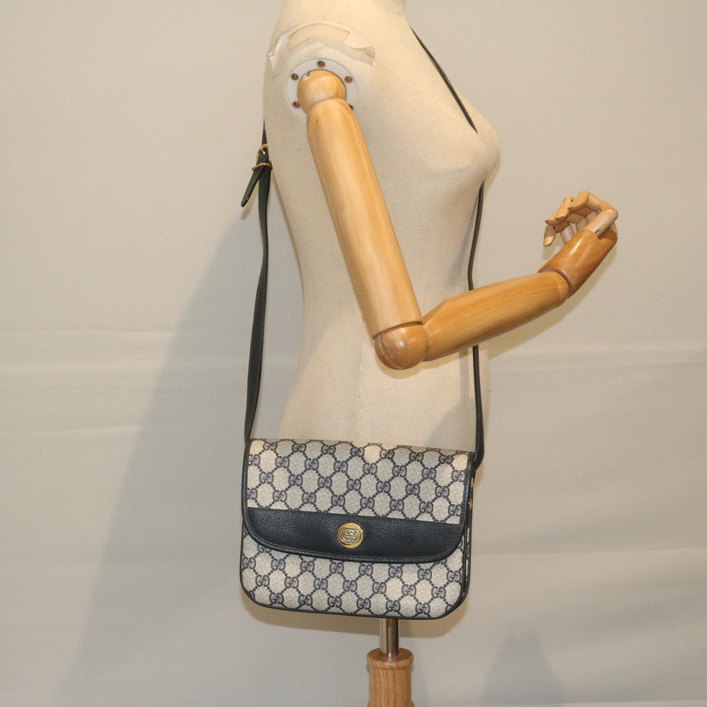 GUCCI GG Supreme Shoulder Bag PVC Leather Navy yk9675