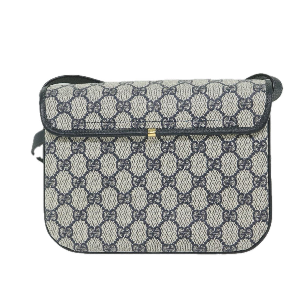 GUCCI GG Supreme Shoulder Bag PVC Leather Navy yk9675