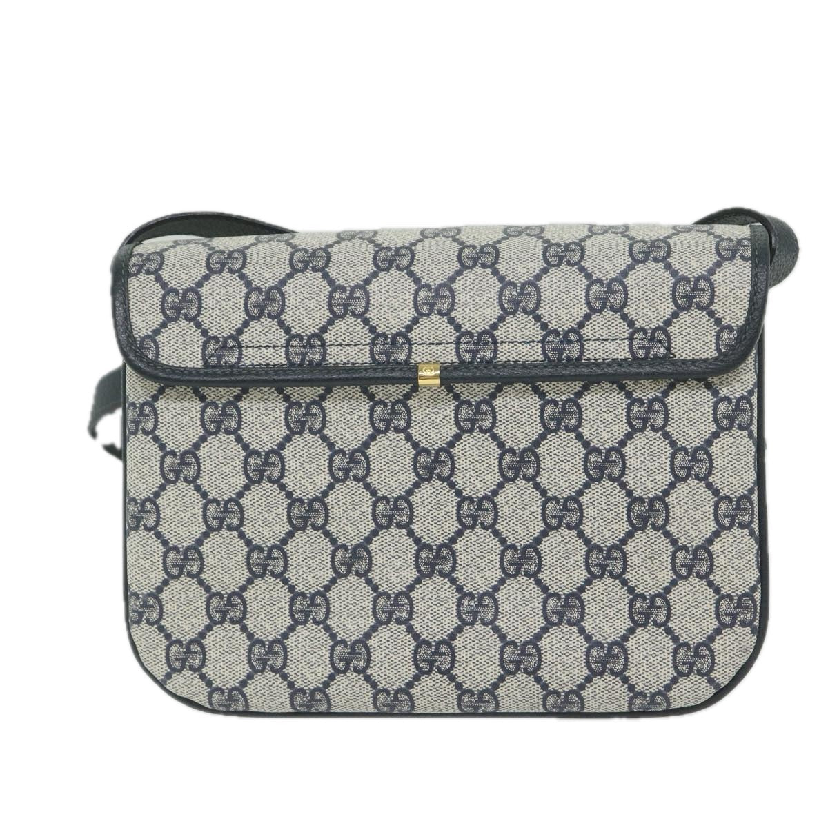 GUCCI GG Supreme Shoulder Bag PVC Leather Navy yk9675