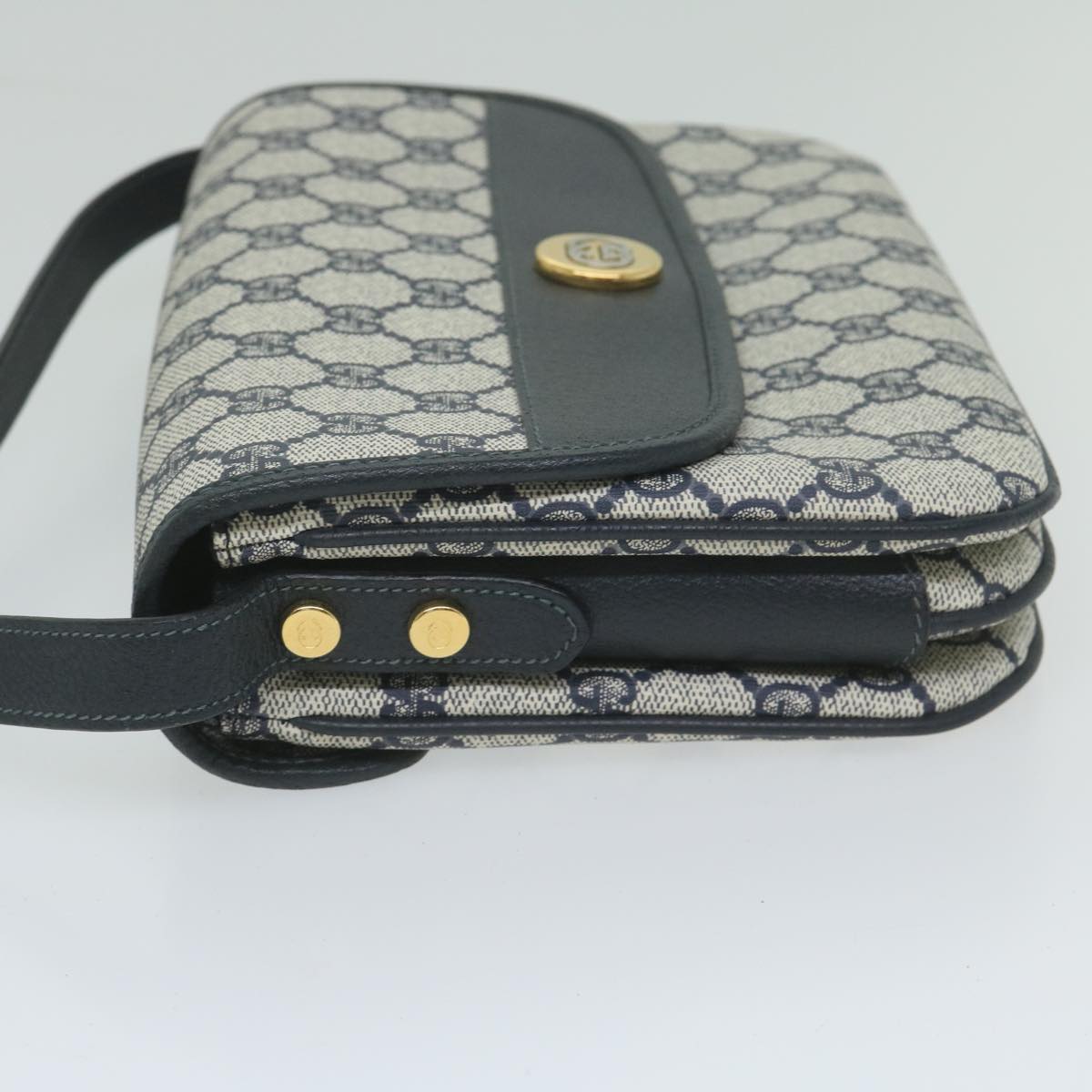 GUCCI GG Supreme Shoulder Bag PVC Leather Navy yk9675