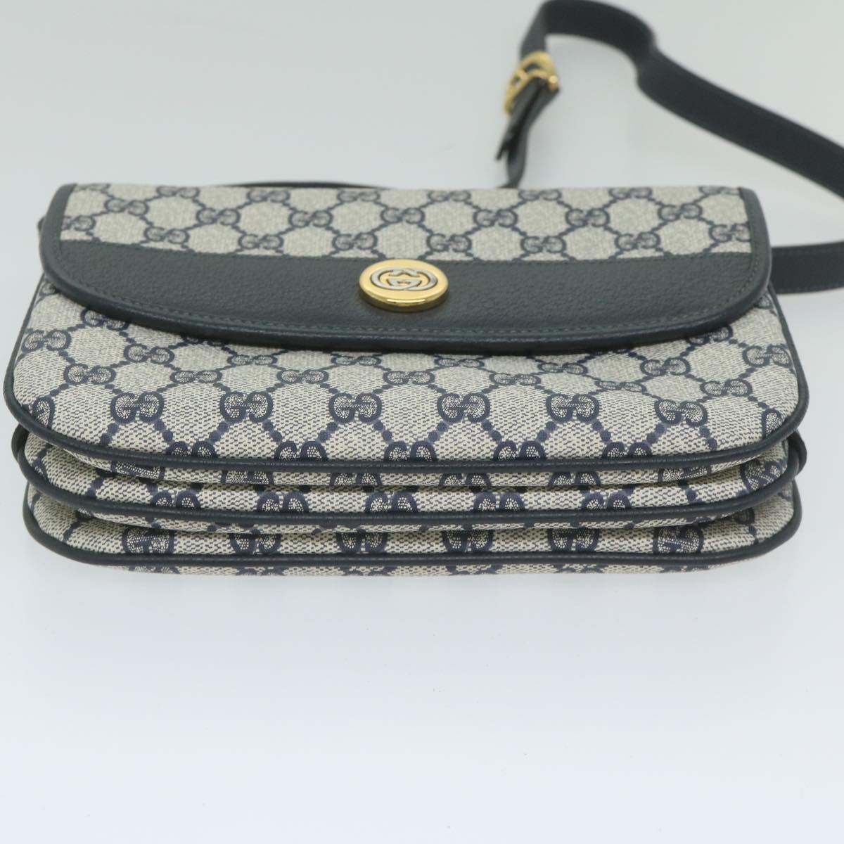 GUCCI GG Supreme Shoulder Bag PVC Leather Navy yk9675