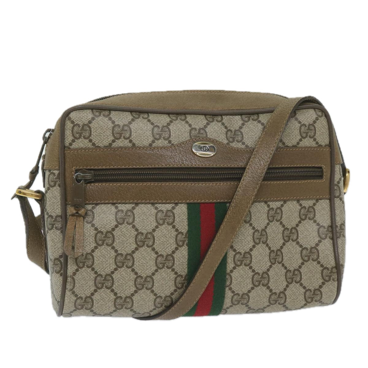 GUCCI GG Supreme Web Sherry Line Shoulder Bag Beige Red 56 02 004 yk9683