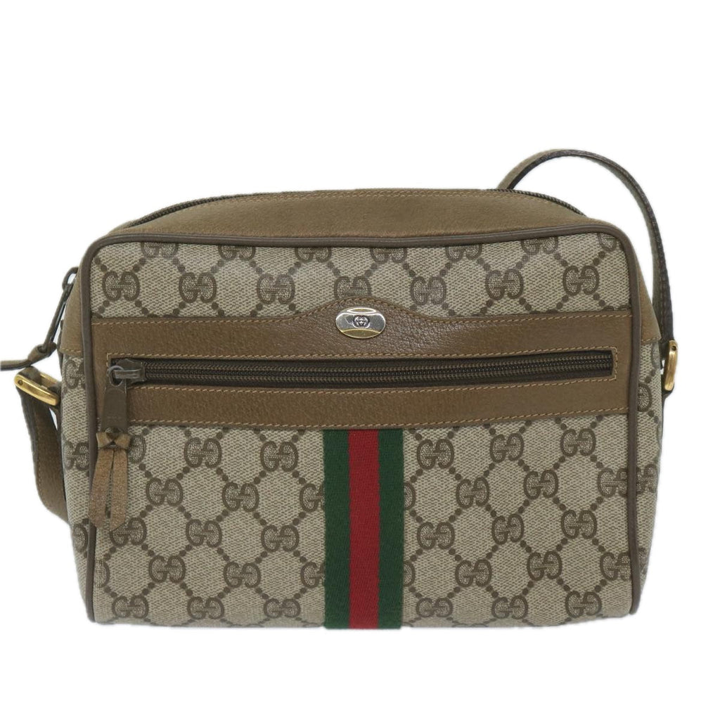 GUCCI GG Supreme Web Sherry Line Shoulder Bag Beige Red 56 02 004 yk9683