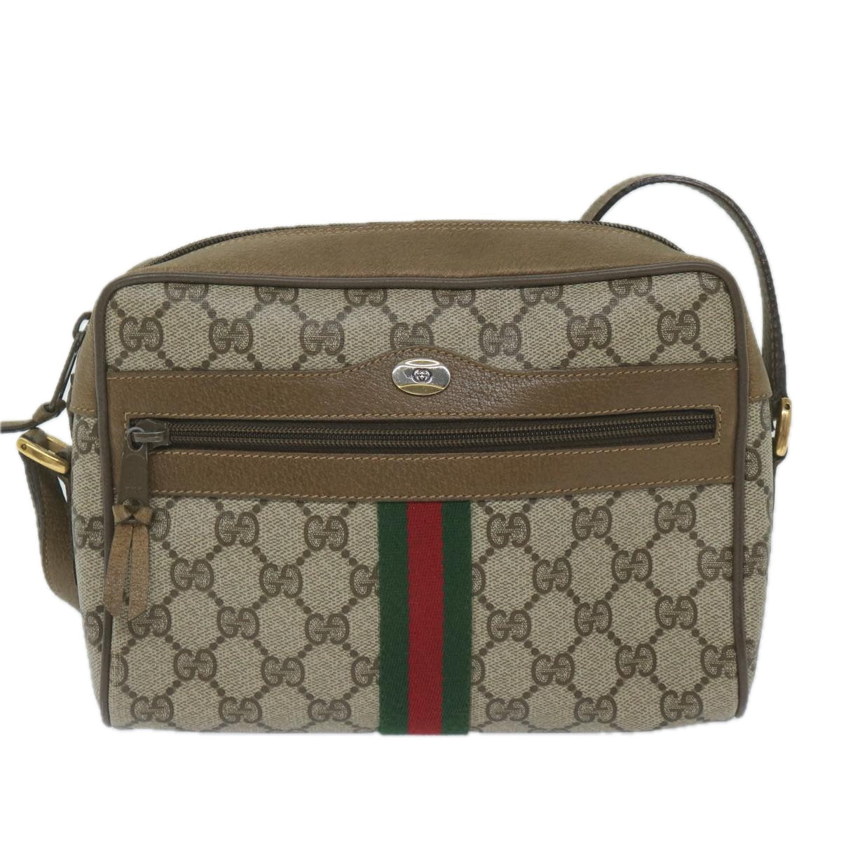 GUCCI GG Supreme Web Sherry Line Shoulder Bag Beige Red 56 02 004 yk9683