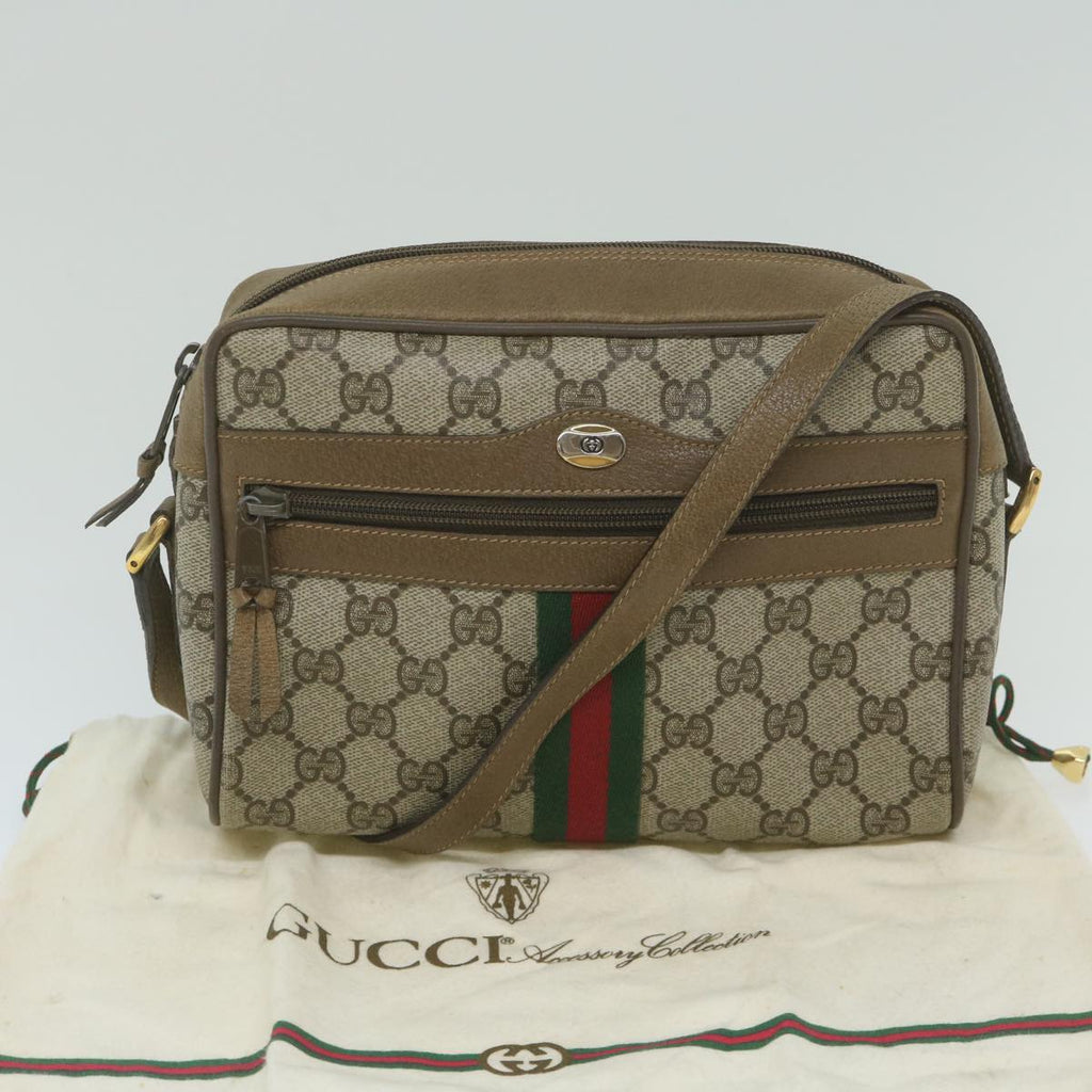 GUCCI GG Supreme Web Sherry Line Shoulder Bag Beige Red 56 02 004 yk9683