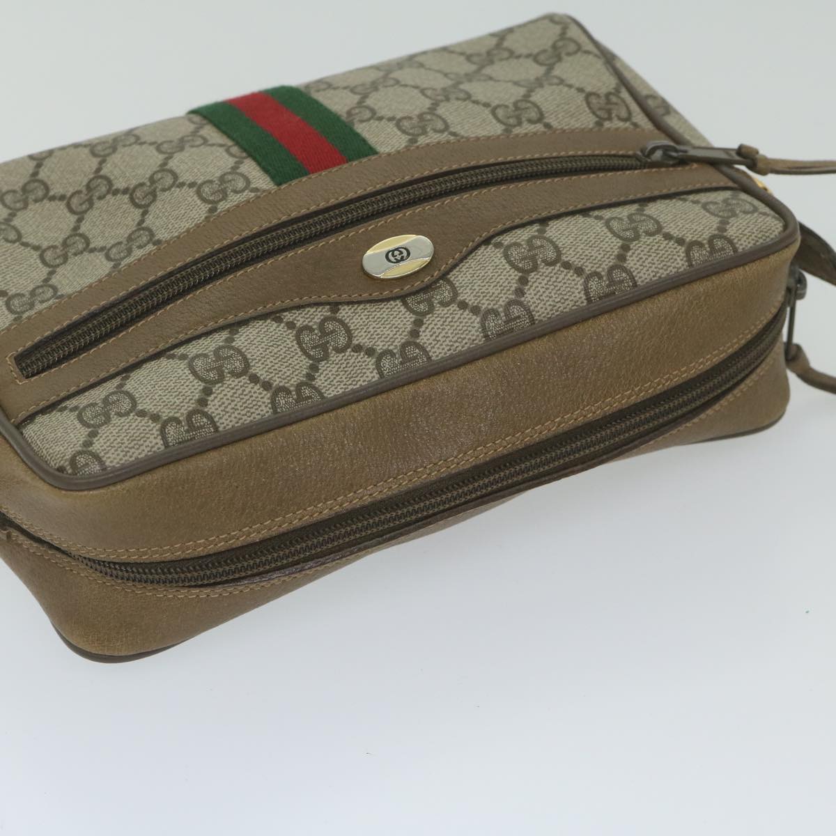 GUCCI GG Supreme Web Sherry Line Shoulder Bag Beige Red 56 02 004 yk9683