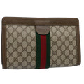 GUCCI GG Supreme Web Sherry Line Clutch Bag Beige Green 89 01 002 yk9700