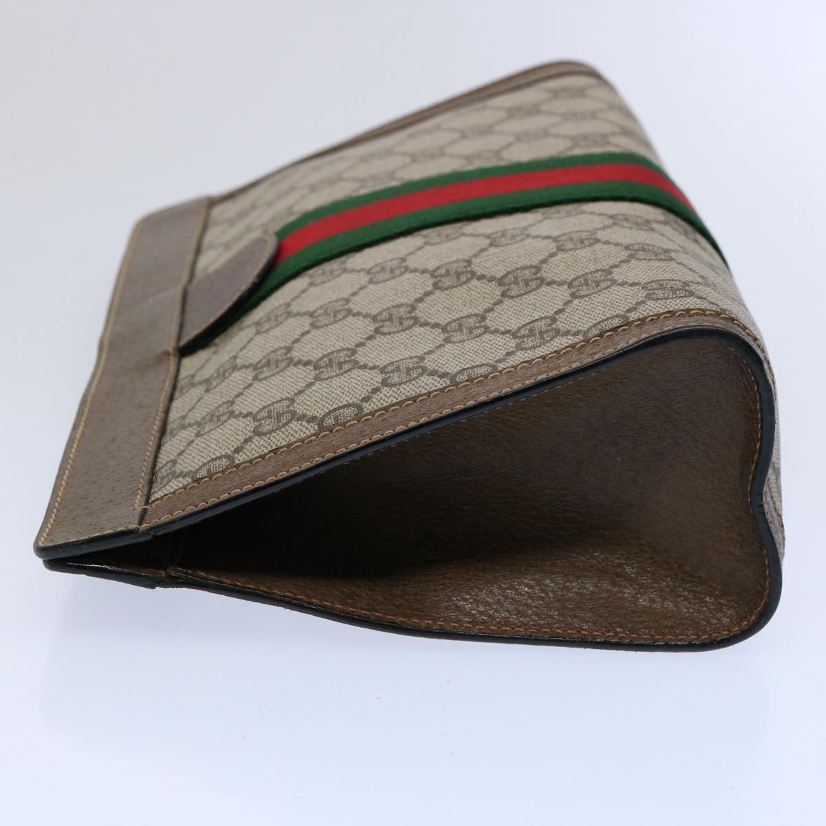 GUCCI GG Supreme Web Sherry Line Clutch Bag Beige Green 89 01 002 yk9700