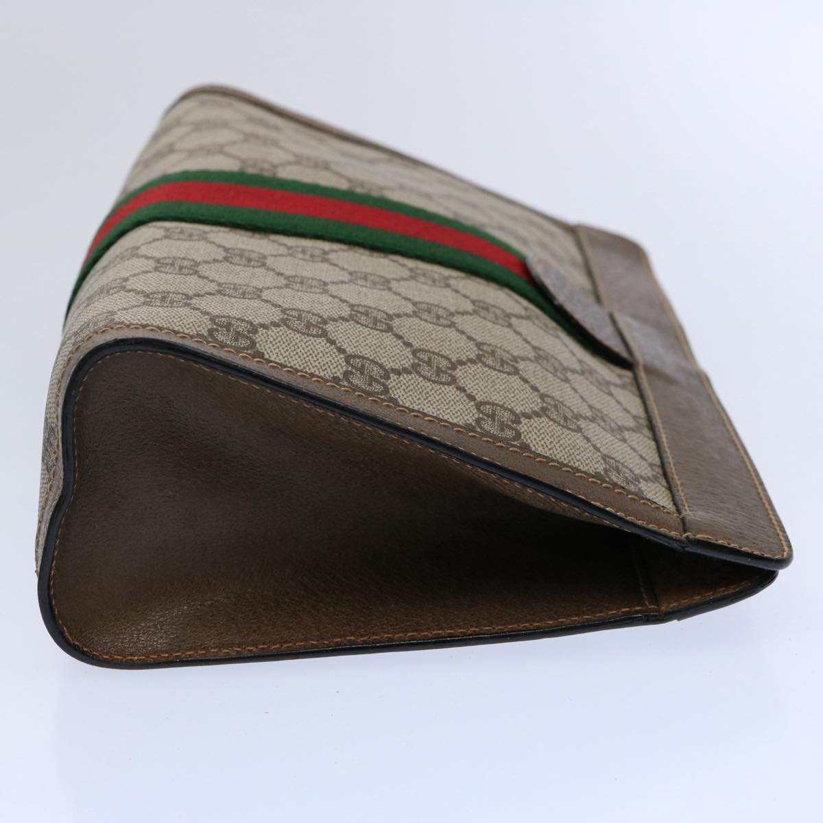 GUCCI GG Supreme Web Sherry Line Clutch Bag Beige Green 89 01 002 yk9700