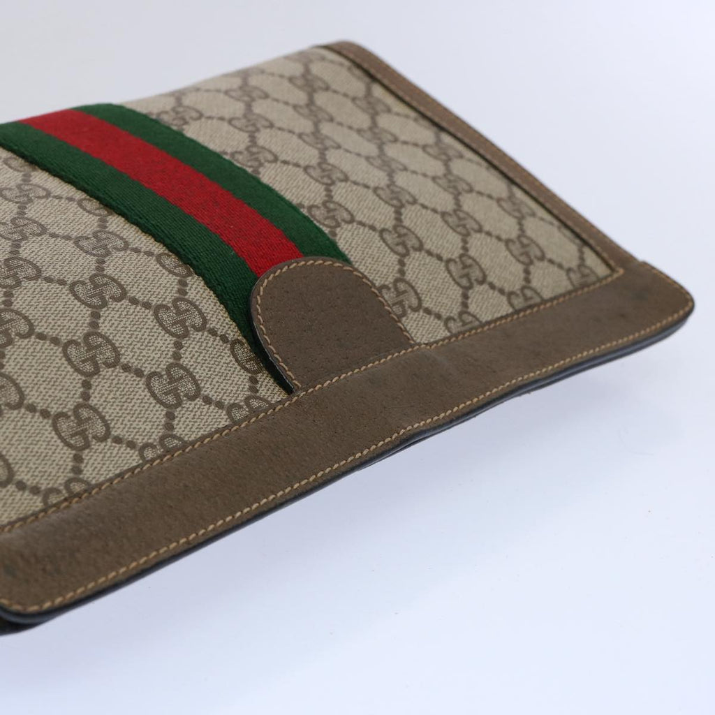 GUCCI GG Supreme Web Sherry Line Clutch Bag Beige Green 89 01 002 yk9700
