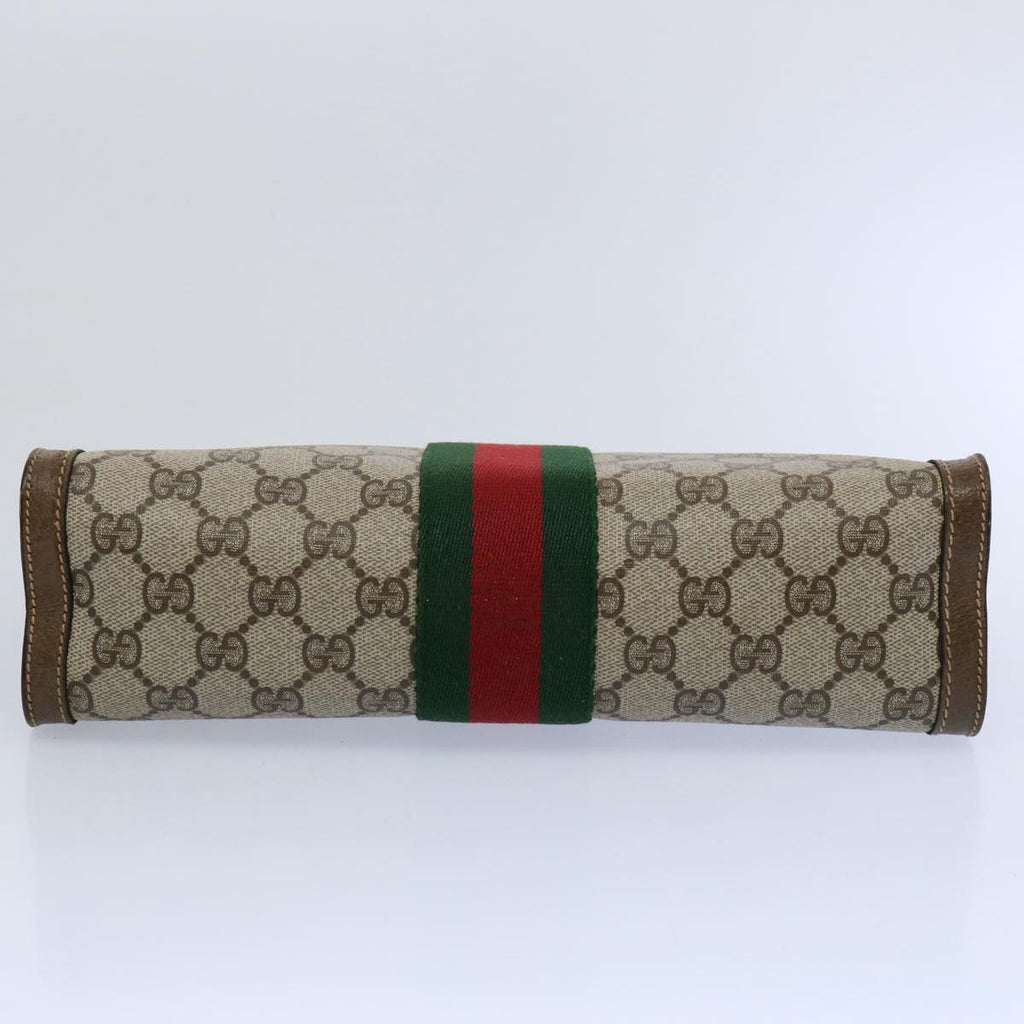 GUCCI GG Supreme Web Sherry Line Clutch Bag Beige Green 89 01 002 yk9700