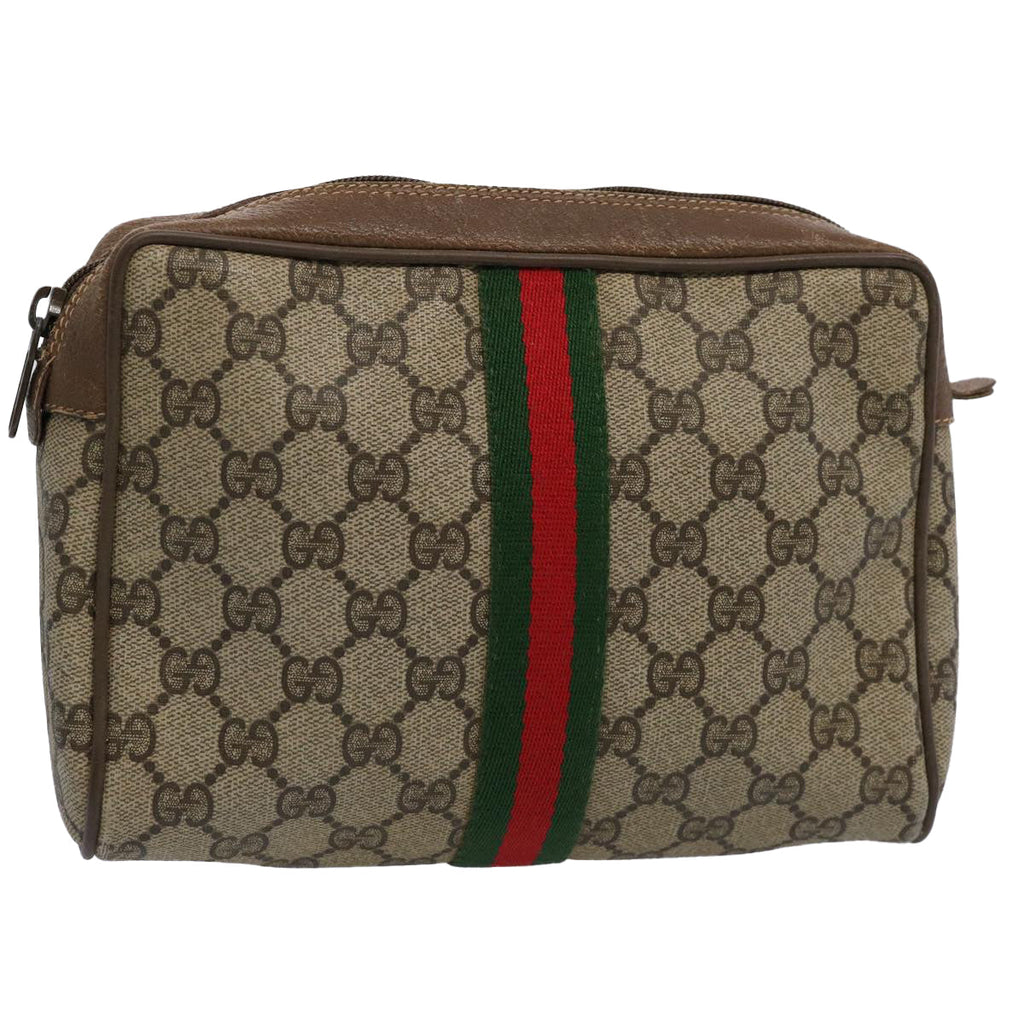 GUCCI GG Supreme Web Sherry Line Clutch Bag Beige Red 89 01 012 yk9732