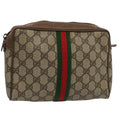 GUCCI GG Supreme Web Sherry Line Clutch Bag Beige Red 89 01 012 yk9732