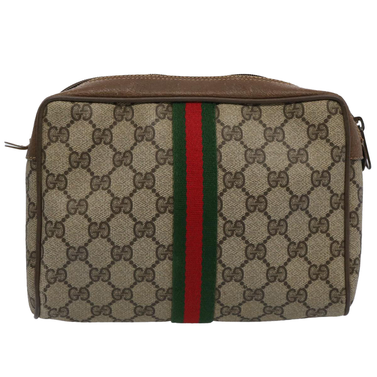 GUCCI GG Supreme Web Sherry Line Clutch Bag Beige Red 89 01 012 yk9732