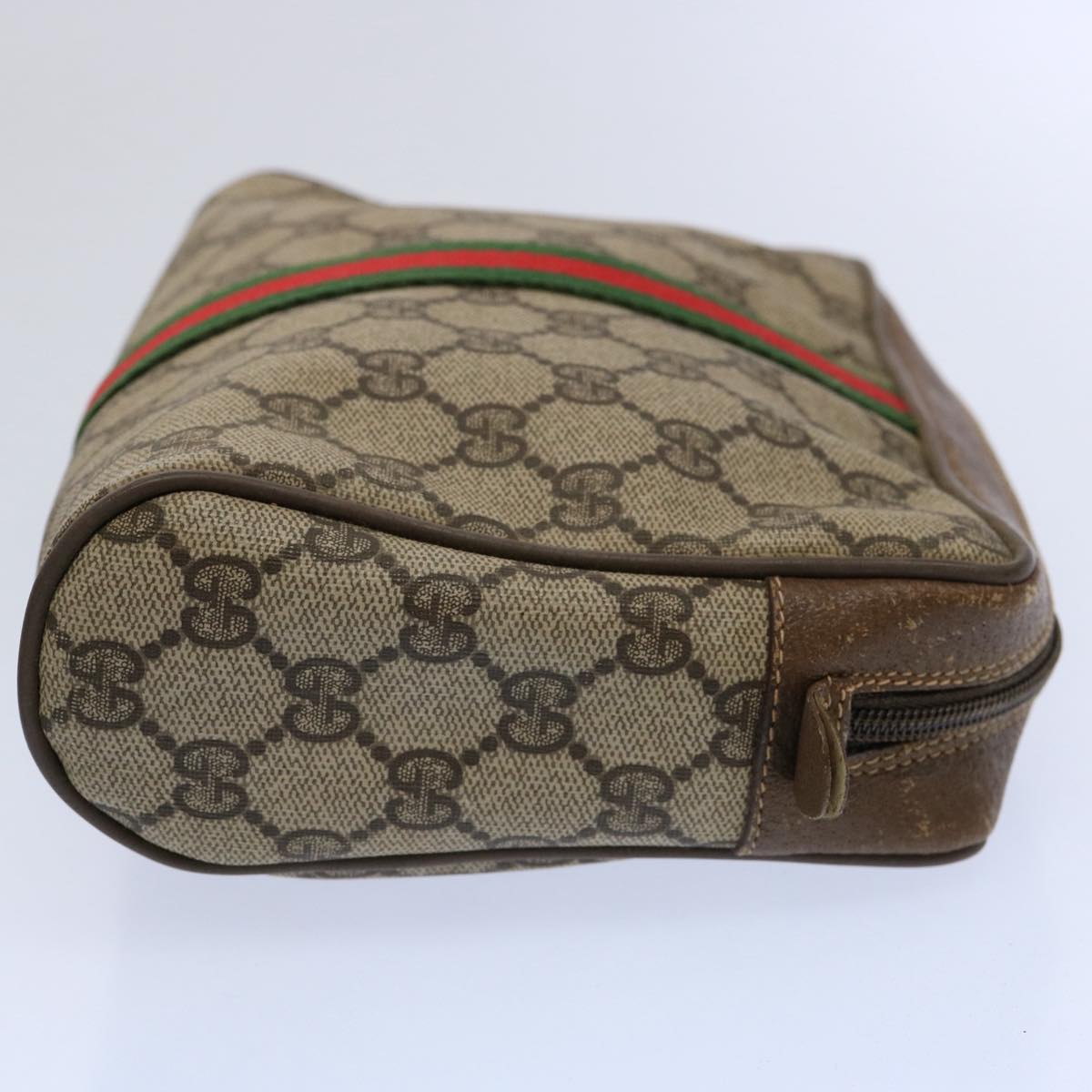 GUCCI GG Supreme Web Sherry Line Clutch Bag Beige Red 89 01 012 yk9732